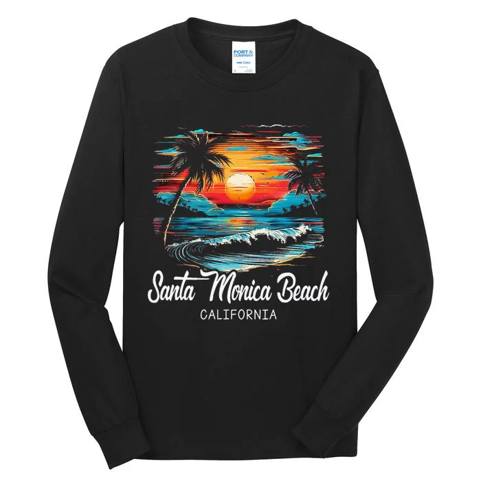 Family Vacation Retro Sunset California Santa Monica Beach Tall Long Sleeve T-Shirt