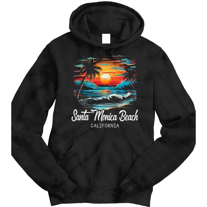 Family Vacation Retro Sunset California Santa Monica Beach Tie Dye Hoodie