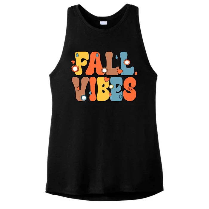 Fall Vibes Retro Groovy Cute Ladies Tri-Blend Wicking Tank