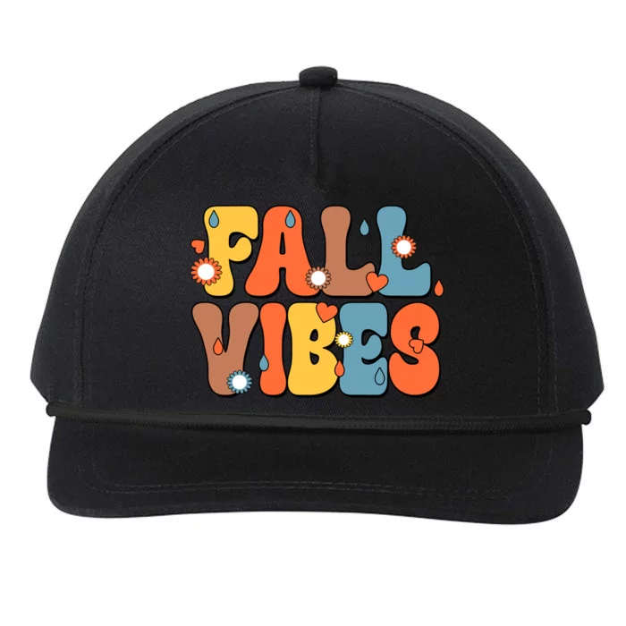 Fall Vibes Retro Groovy Cute Snapback Five-Panel Rope Hat