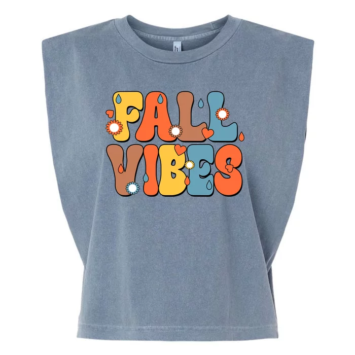 Fall Vibes Retro Groovy Cute Garment-Dyed Women's Muscle Tee