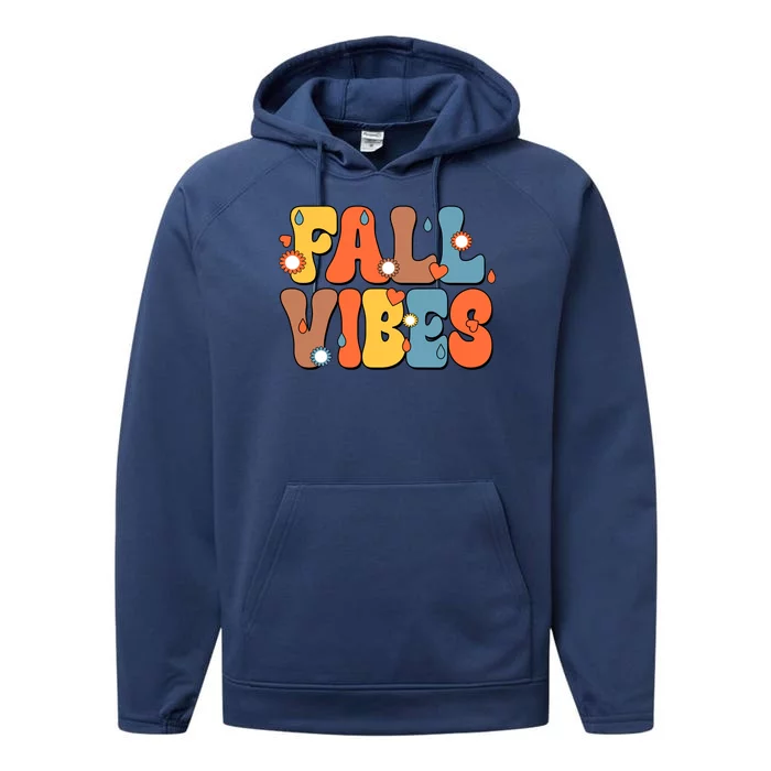 Fall Vibes Retro Groovy Cute Performance Fleece Hoodie