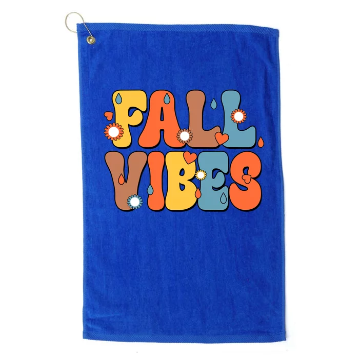 Fall Vibes Retro Groovy Cute Platinum Collection Golf Towel