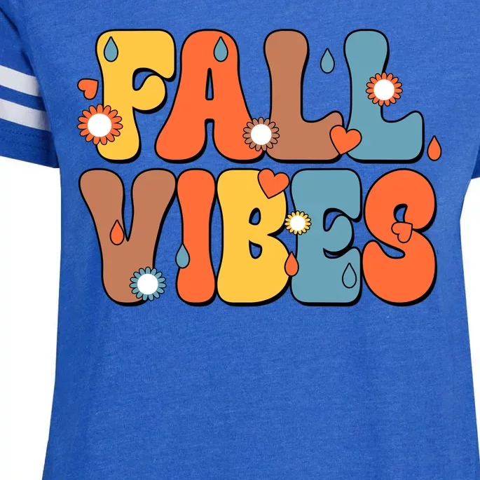 Fall Vibes Retro Groovy Cute Enza Ladies Jersey Football T-Shirt