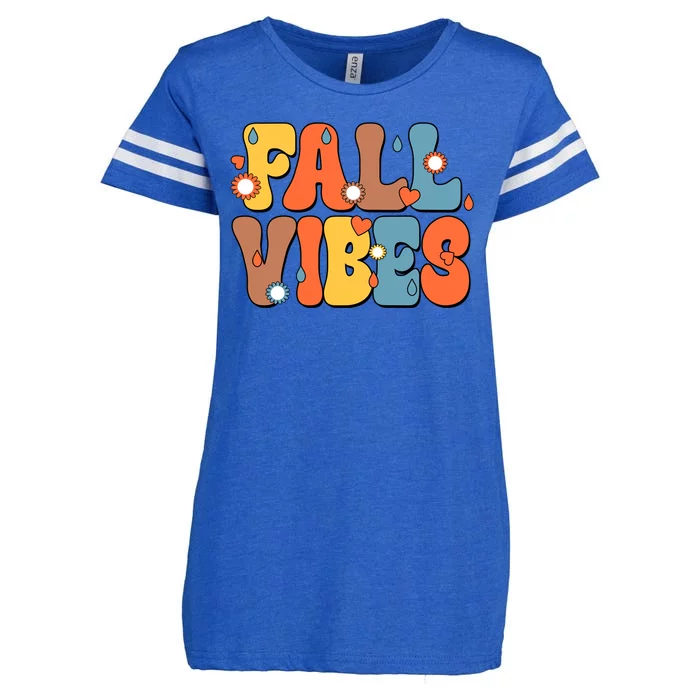 Fall Vibes Retro Groovy Cute Enza Ladies Jersey Football T-Shirt