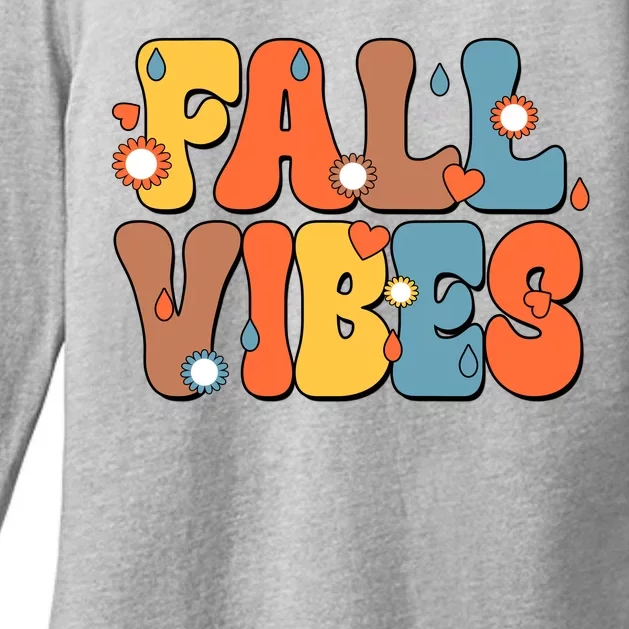 Fall Vibes Retro Groovy Cute Womens CVC Long Sleeve Shirt