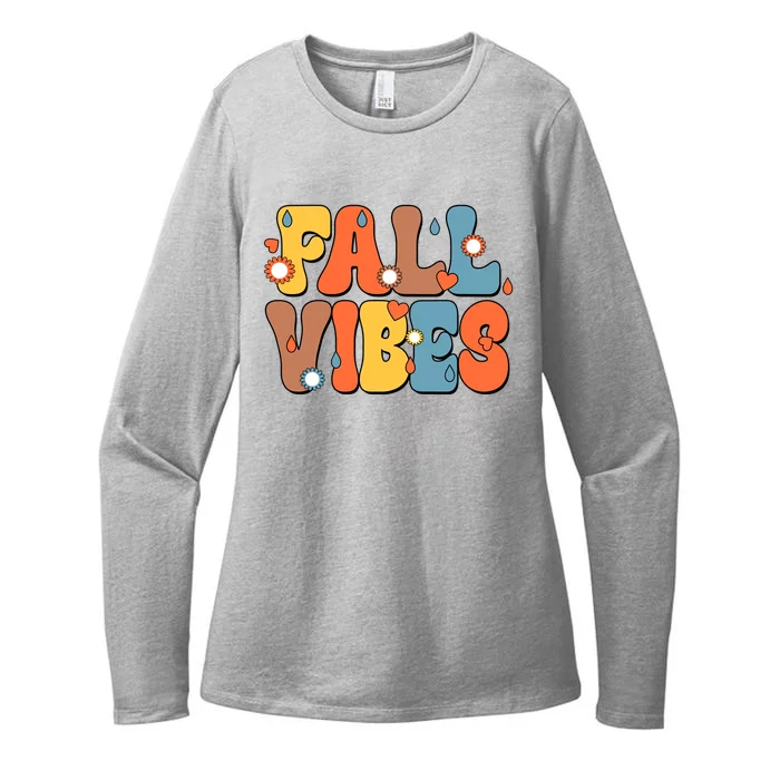 Fall Vibes Retro Groovy Cute Womens CVC Long Sleeve Shirt