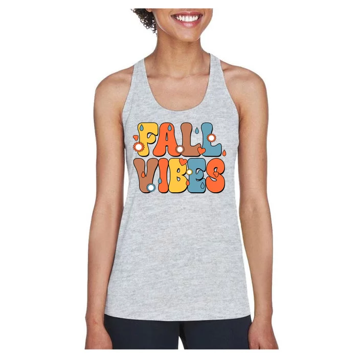 Fall Vibes Retro Groovy Cute Women's Racerback Tank