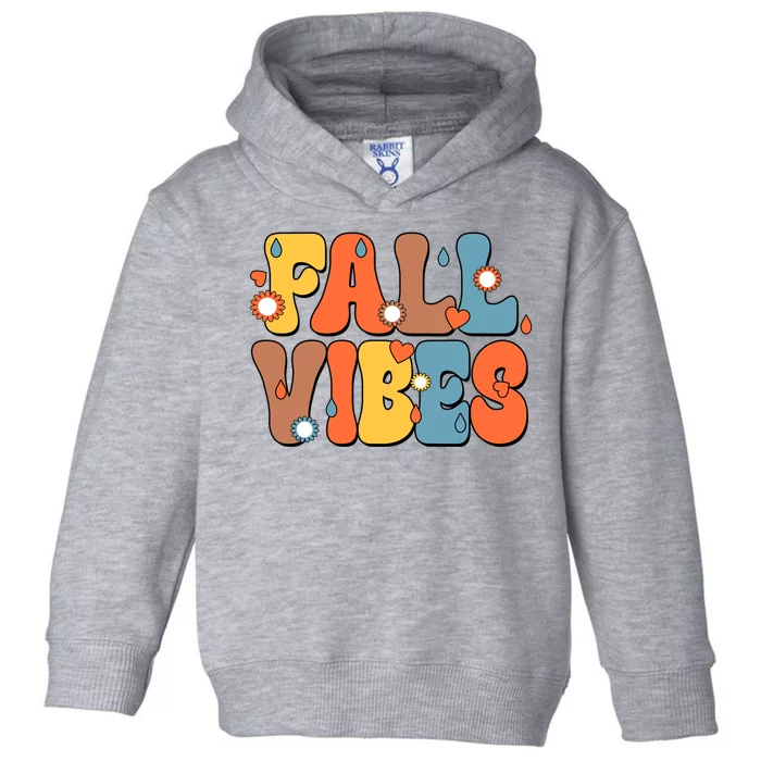 Fall Vibes Retro Groovy Cute Toddler Hoodie