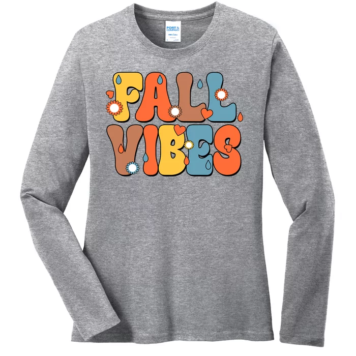 Fall Vibes Retro Groovy Cute Ladies Long Sleeve Shirt