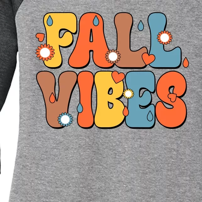 Fall Vibes Retro Groovy Cute Women's Tri-Blend 3/4-Sleeve Raglan Shirt