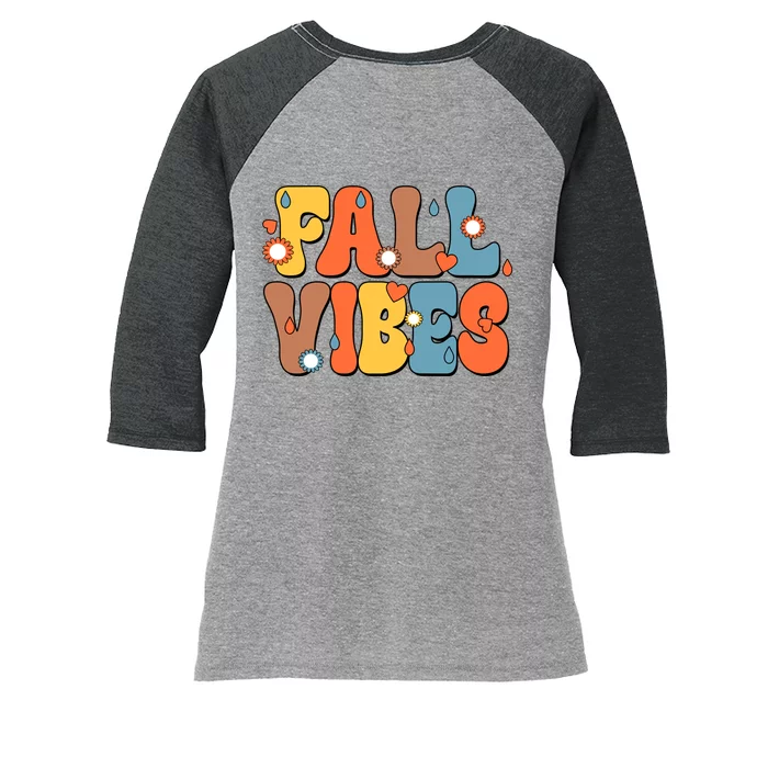 Fall Vibes Retro Groovy Cute Women's Tri-Blend 3/4-Sleeve Raglan Shirt