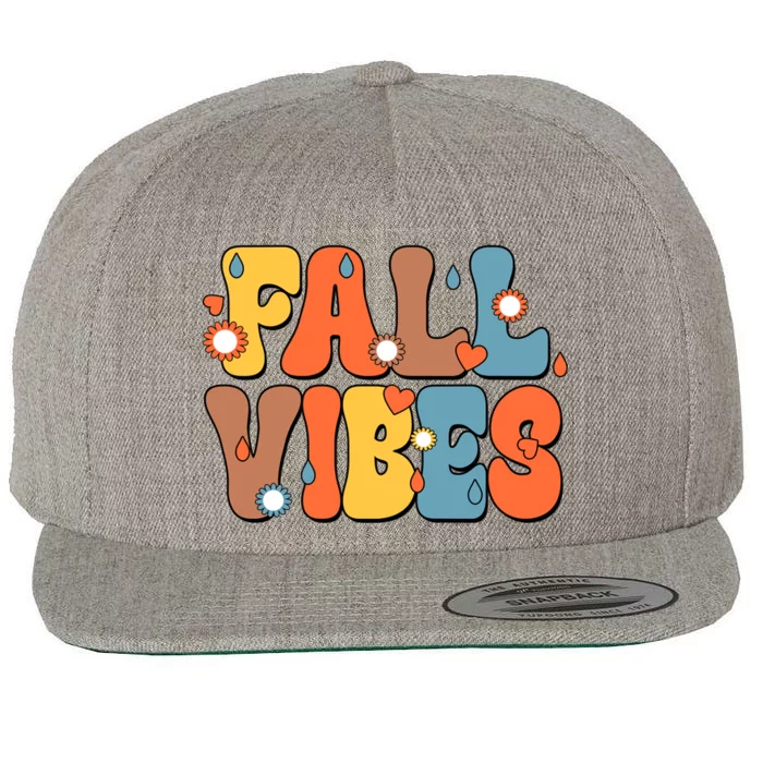 Fall Vibes Retro Groovy Cute Wool Snapback Cap