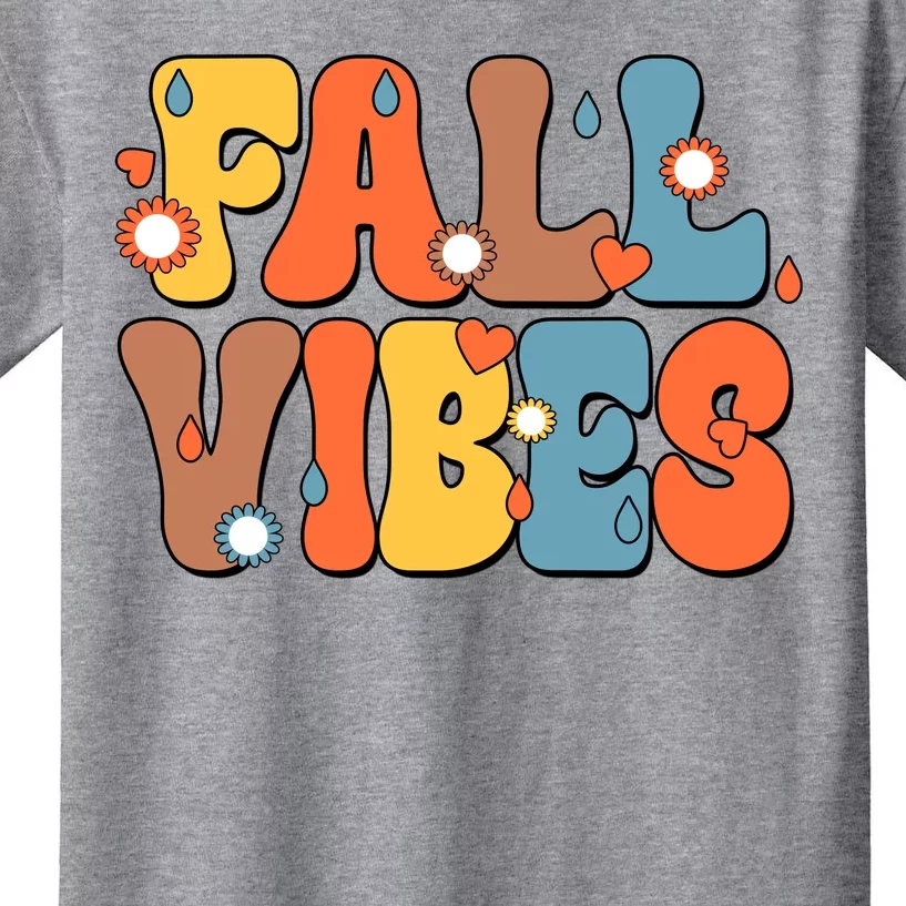 Fall Vibes Retro Groovy Cute Kids T-Shirt