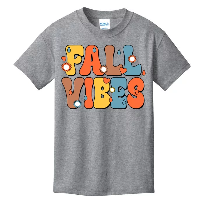 Fall Vibes Retro Groovy Cute Kids T-Shirt