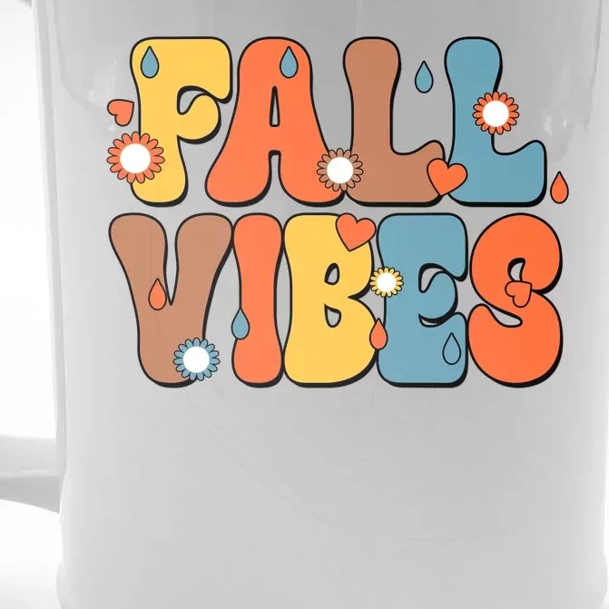 Fall Vibes Retro Groovy Cute Front & Back Beer Stein