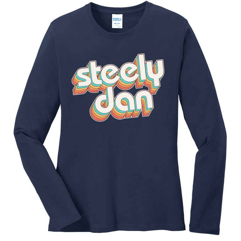 Funny Vintage Retro Steely Dan Logo Ladies Missy Fit Long Sleeve Shirt