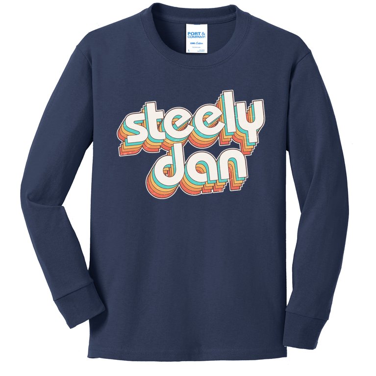 Funny Vintage Retro Steely Dan Logo Kids Long Sleeve Shirt