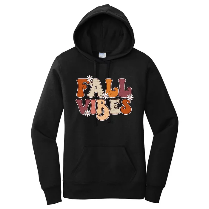 Fall Vibes Retro Groovy Thanksgiving Autumn Fall Lover Women's Pullover Hoodie