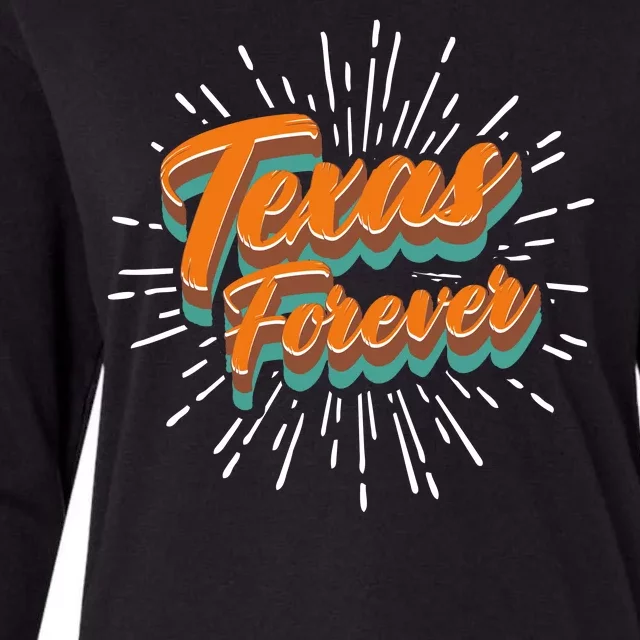 Funny Vintage Retro Starburst Texas Forever Womens Cotton Relaxed Long Sleeve T-Shirt