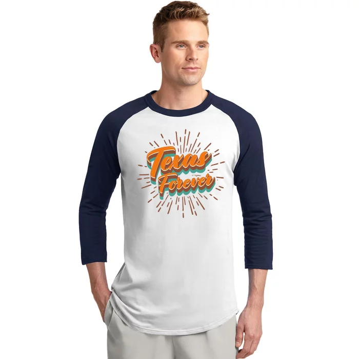 Funny Vintage Retro Starburst Texas Forever Baseball Sleeve Shirt