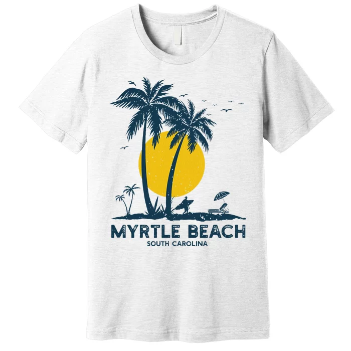 Family Vacation Retro Sunset South Carolina Myrtle Beach Premium T-Shirt