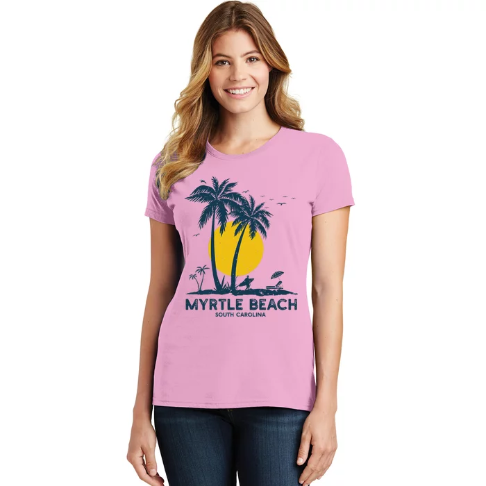 Family Vacation Retro Sunset South Carolina Myrtle Beach Women's T-Shirt