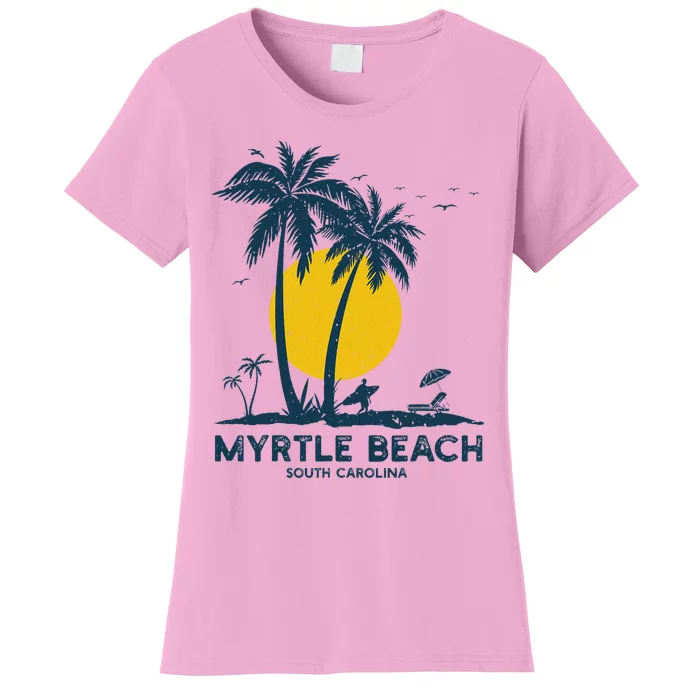 Family Vacation Retro Sunset South Carolina Myrtle Beach Women's T-Shirt