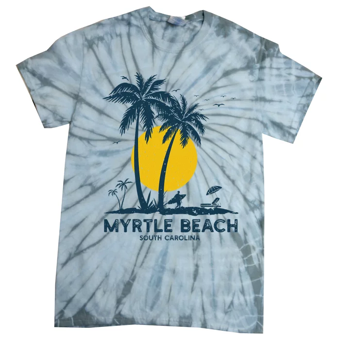 Family Vacation Retro Sunset South Carolina Myrtle Beach Tie-Dye T-Shirt