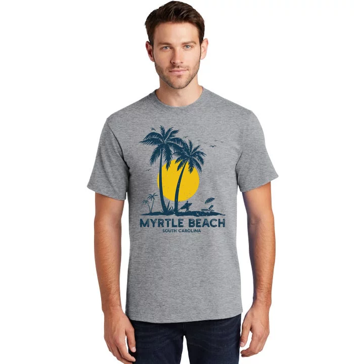 Family Vacation Retro Sunset South Carolina Myrtle Beach Tall T-Shirt