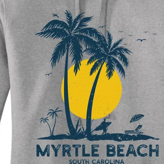 Family Vacation Retro Sunset South Carolina Myrtle Beach Women's Pullover Hoodie