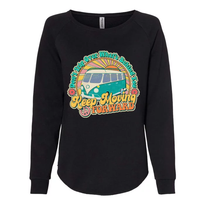 Funny Vintage Retro VW Bus Keep Moving Forward Sunshine Womens California Wash Sweatshirt