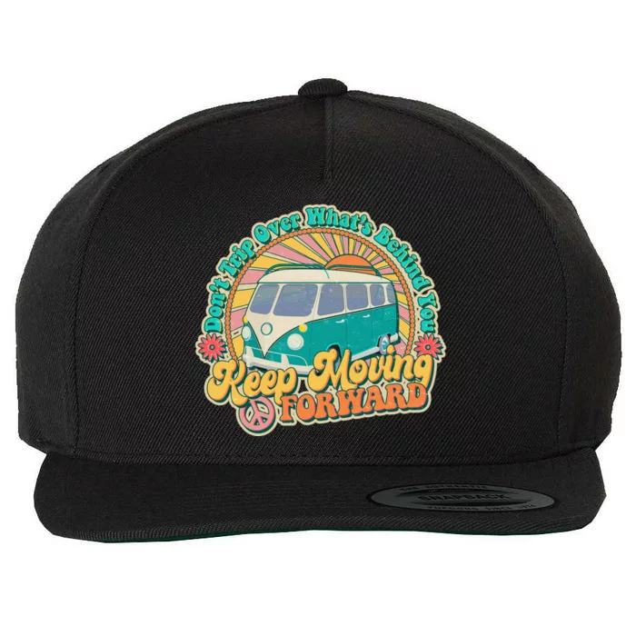 Funny Vintage Retro VW Bus Keep Moving Forward Sunshine Wool Snapback Cap