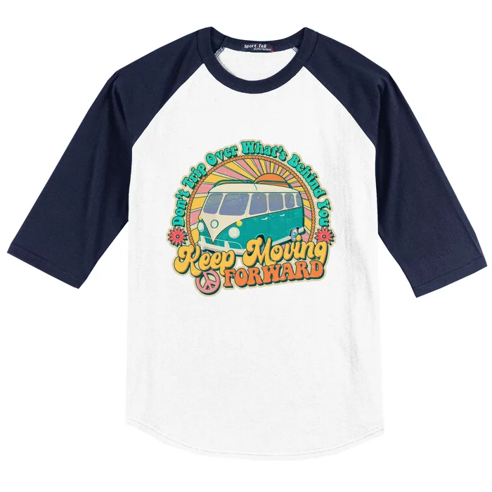 Funny Vintage Retro VW Bus Keep Moving Forward Sunshine Baseball Sleeve Shirt