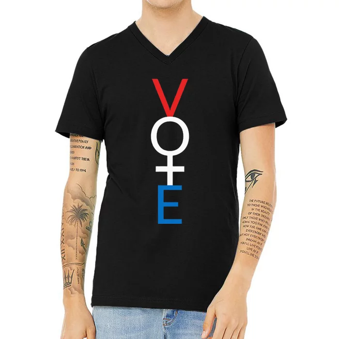 Feminist Vote Red White Blue Voting V-Neck T-Shirt