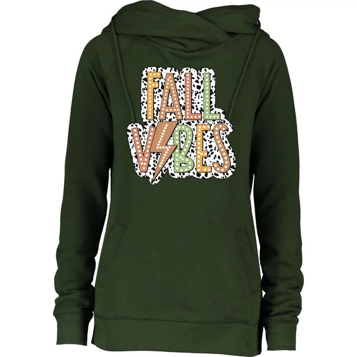 Fall Vibes Retro Autumn Patterns Womens Funnel Neck Pullover Hood