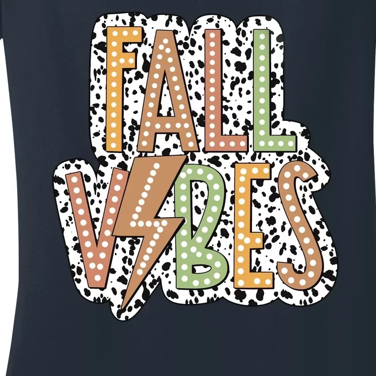 Fall Vibes Retro Autumn Patterns Women's V-Neck T-Shirt