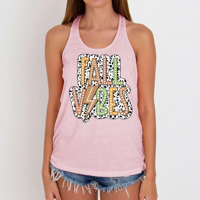 Fall Vibes Retro Autumn Patterns Women's Knotted Racerback Tank