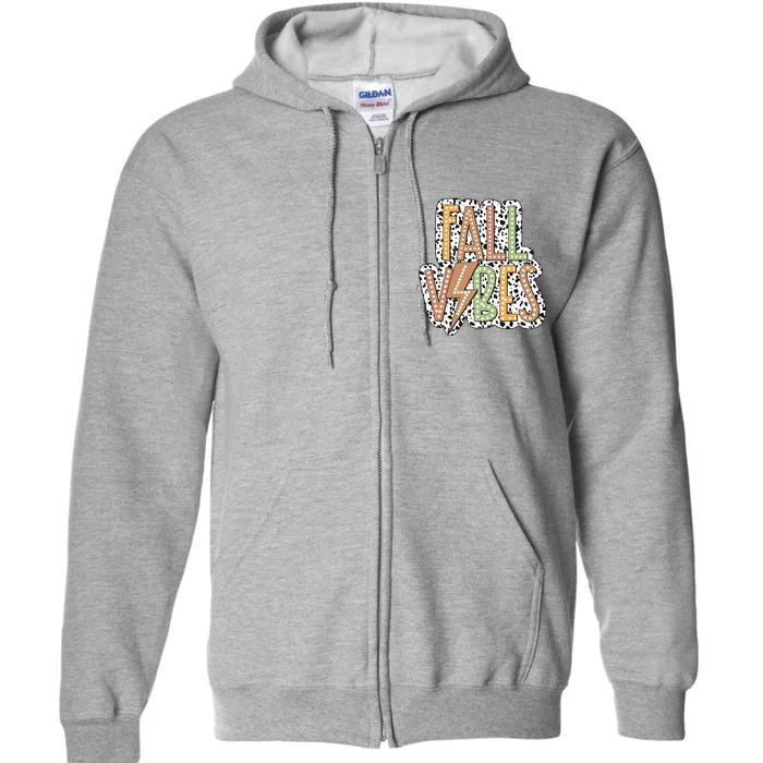 Fall Vibes Retro Autumn Patterns Full Zip Hoodie