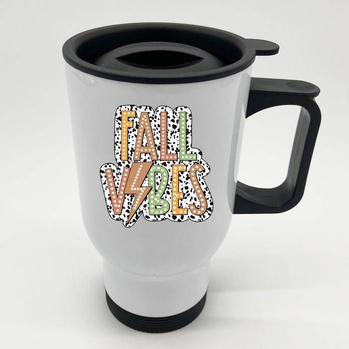 Fall Vibes Retro Autumn Patterns Front & Back Stainless Steel Travel Mug