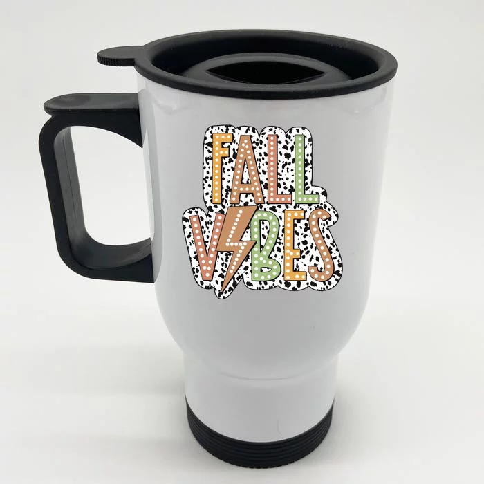 Fall Vibes Retro Autumn Patterns Front & Back Stainless Steel Travel Mug