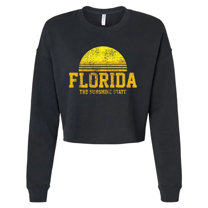 Florida Vintage Retro The Usa Us State Gift Cropped Pullover Crew