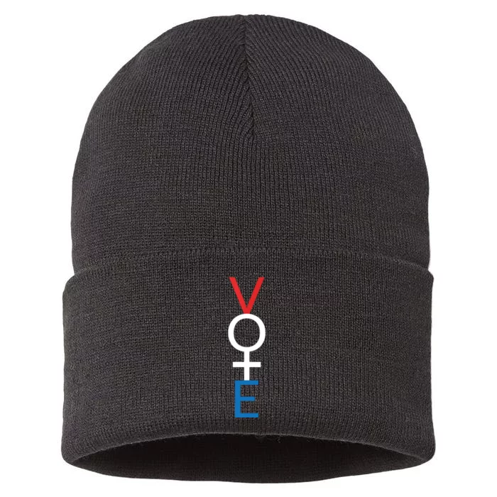 Feminist Vote Red White Blue Voting Election Gift Sustainable Knit Beanie