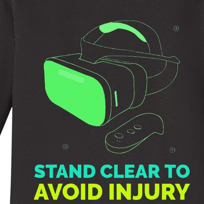 Funny Virtual Reality Hazard VR Stay Clear To Avoid Injury Baby Long Sleeve Bodysuit