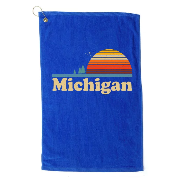 Funny Vintage Retro Michigan Sunset Logo Platinum Collection Golf Towel