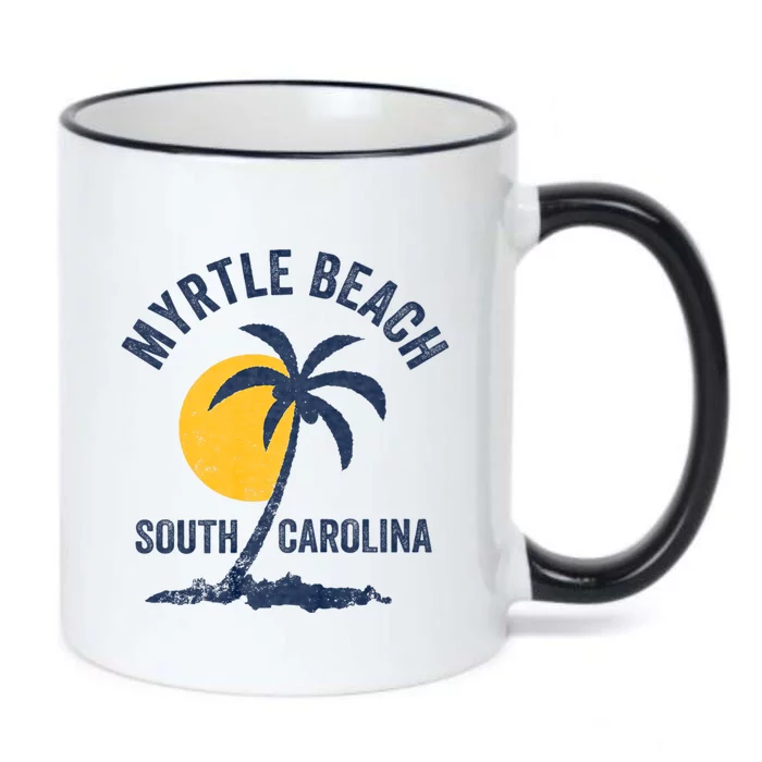 Family Vacation Retro Sunset South Carolina Myrtle Beach Black Color Changing Mug