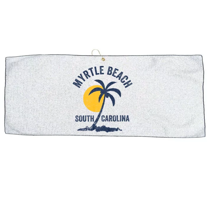 Family Vacation Retro Sunset South Carolina Myrtle Beach Large Microfiber Waffle Golf Towel