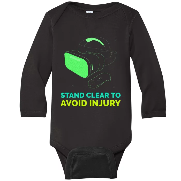 Funny Virtual Reality Hazard VR Stay Clear To Avoid Injury Baby Long Sleeve Bodysuit