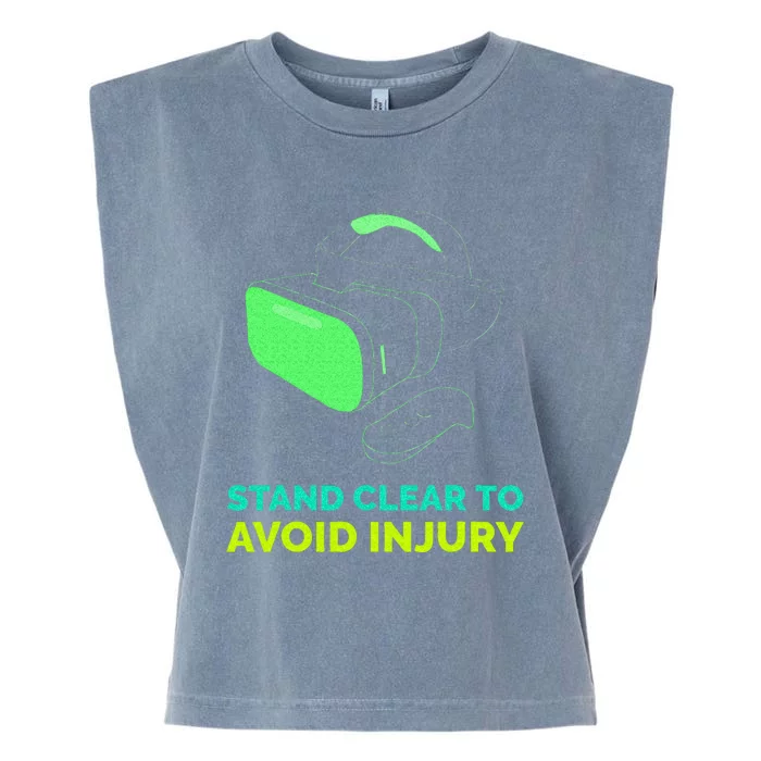 Funny Virtual Reality Hazard VR Stay Clear To Avoid Injury Garment-Dyed Women's Muscle Tee