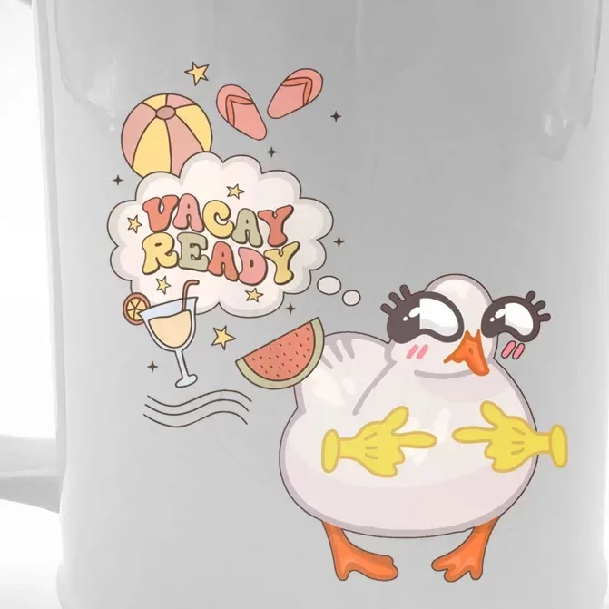 Funny Vacay Ready Summer Vibes Cute Duck Beach Vacation Great Gift Front & Back Beer Stein